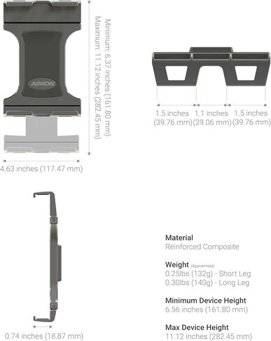 حامل الكمبيوتر اللوحي العالمي ARKON Mounts Slim-Grip® Ultra Pro | حامل تابلت عالي التحمل يناسب أجهزة Apple iPad وأجهزة Samsung والمزيد | محملة بنابض عالميًا | تثبيت آمن وسهل in Kuwait