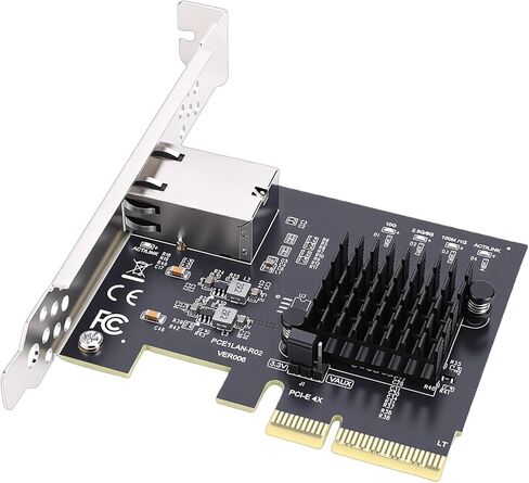 بطاقة شبكة Yunseity PCIe 4X Gigabit، محول إيثرنت بسرعة 10 جيجابت في الثانية مع شريحة RTL8127AT لخادم سطح المكتب PC NAS 10 11 in Kuwait