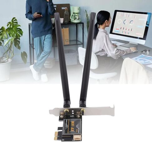 بطاقة WiFi 6 PCIe، محول شبكة لاسلكي 802.11ax ثنائي النطاق 5 جيجا هرتز BT5.4 OFDMA MU MIMO 160 ميجا هرتز 8dBi هوائي WPA3، مع وقت الاستيقاظ المستهدف، لأجهزة الكمبيوتر المكتبية 11 10 8.1 7 in Kuwait