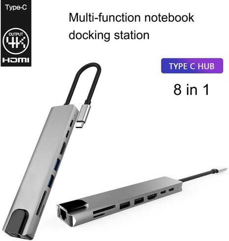 Multi-Function Notebook Docking Station (USB Type C 8-in-1 Hub) in Saudi Arabia