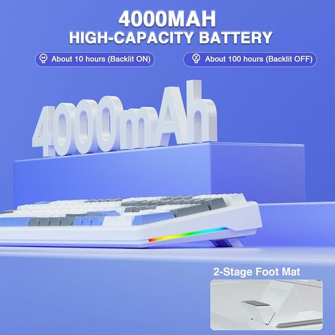 لوحة مفاتيح ميكانيكية لاسلكية Aula F108، BT5.0/USB-C/2.4 جيجا هرتز، لوحات مفاتيح مخصصة للألعاب قابلة للتبديل السريع، أغطية مفاتيح PBT، مفاتيح مشحمة مسبقًا، لوحة مفاتيح كريمية كاملة الحجم بإضاءة خلفية RGB مع لوحة أرقام (متجددة) in Kuwait