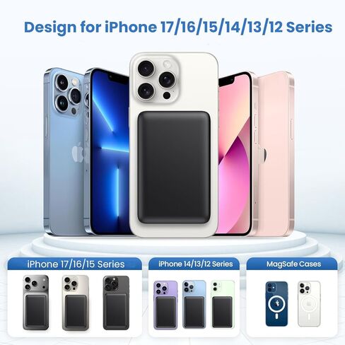 Magnetic Portable Charger 10800mah for Magsafe Battery Pack, Wireless Power Bank with 25W PD Fast Charging & LCD Display, Travel Essential Phone Battery Charger For iPhone 17/16/15/14/13/12 Series in Kuwait