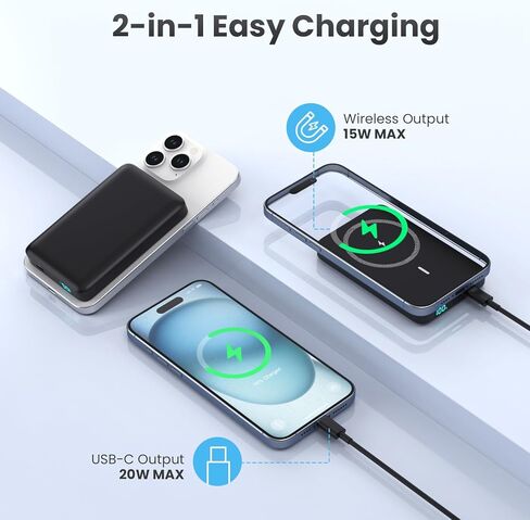 Magnetic Portable Charger 10800mah for Magsafe Battery Pack, Wireless Power Bank with 25W PD Fast Charging & LCD Display, Travel Essential Phone Battery Charger For iPhone 17/16/15/14/13/12 Series in Kuwait