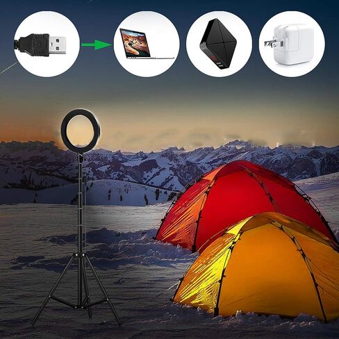 مصباح LED عاكس للضوء مقاس 20 سم من Acouto مع حامل ثلاثي القوائم وحامل هاتف للتصوير الفوتوغرافي والبث المباشر والإضاءة التي تعمل بمنفذ USB in Saudi Arabia