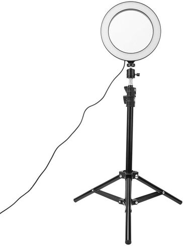 مصباح LED عاكس للضوء مقاس 20 سم من Acouto مع حامل ثلاثي القوائم وحامل هاتف للتصوير الفوتوغرافي والبث المباشر والإضاءة التي تعمل بمنفذ USB in Saudi Arabia