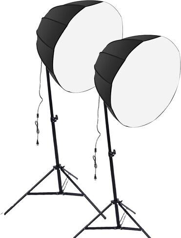 Denash 2 Sets Photography Lights Kit, 85W Energy Saving Bulb with 3 Color Adjustable Brightness 1 100% Remote Control, 60cm 12 Sided Softbox for Live Streaming Portrait Product (US Plug) in Saudi Arabia