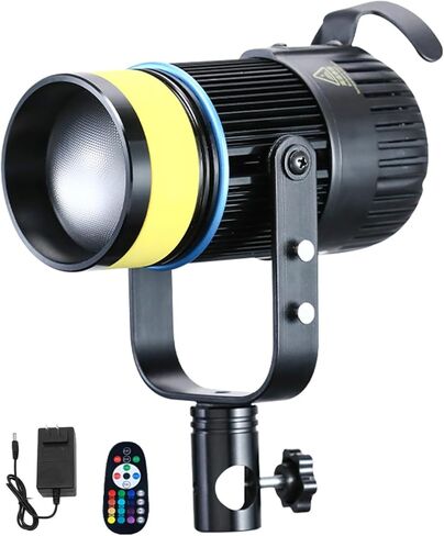 Yunseity COB RGB LED Video Light, High CRI 96+ Dual Color Temperature 2700K 6500K 1500LM, with 4 Dynamic Light Effects and Remote Control, for Photography Videography (US Plug) in Saudi Arabia
