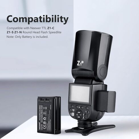 NEEWER Z2-N 2.4G TTL Round Head Flash Speedlite متوافق مع كاميرات Nikon + NB-Z1 7.4V/2600mAh بطارية ليثيوم أيون بديلة، 76Ws 1/8000s HSS مع موزع، بطارية 3000 مللي أمبير، 600 فلاش طاقة كاملة in Saudi Arabia
