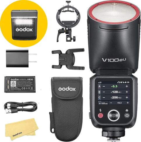 GODOX V100C Camera Flash with Godox S3 Flash Bracket for Canon,7.2V/2980mAh Lithium Battery,100Ws 2.4G TTL1/8000 HSS,1.7s Recycle Time for Canon R50 R6 Mark II R8 R10 R100 T7 etc Camera(USA Version) in Saudi Arabia