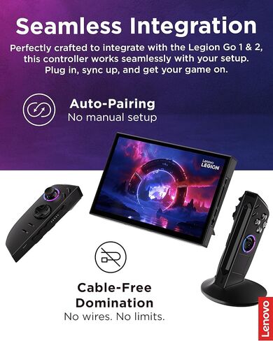 Lenovo Legion Go 2 Right Controller, Works with Legion Go 1 & 2, Hall Effect Joystick and Triggers, 10m Range, Black in Saudi Arabia
