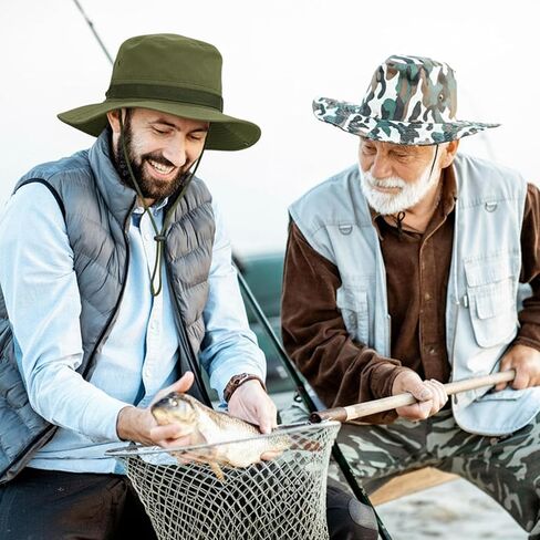 Boonie Fishing Sun Hats for Men Women, Wide Brim Bucket Safari Hat with Chin Strap, Lightweight Breathable in Saudi Arabia