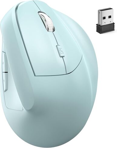 ماوس لاسلكي مريح (بلوتوث + USB) وضع مزدوج عمودي صامت محمول متعدد الأجهزة Ergo Carpal Tunnel Mice لأجهزة Mac/PC/Laptop/الكمبيوتر/الكمبيوتر اللوحي/iPad/Macbook Air/Pro Office Work النساء والرجال هدية (أزرق) in Kuwait