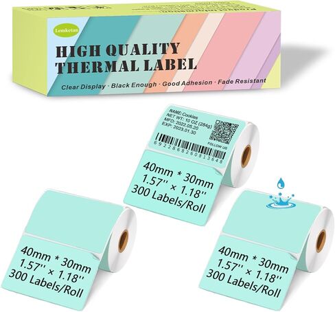 ملصقات حرارية ملونة بماكرون 40 مم × 30 مم لـ Supvan T50M Pro، Phomemo M110، 1.57 بوصة × 1.18 بوصة، ملصقات حرارية مقاومة للطقس ومقاومة للتمزق (أزرق ووردي وأصفر، 900 ورقة) in Kuwait