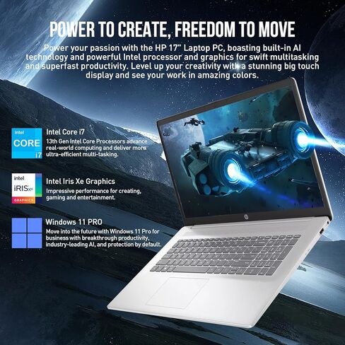 كمبيوتر محمول HP بشاشة لمس 17 بوصة، كمبيوتر محمول للأعمال بشاشة 17.3 بوصة HD + شاشة تعمل باللمس، Intel Core i7، ذاكرة الوصول العشوائي 64 جيجابايت 2 تيرابايت SSD، Windows 11 Pro، لوحة أرقام، بصمة الإصبع in Saudi Arabia