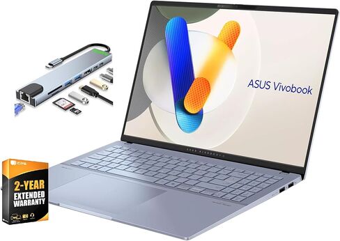 كمبيوتر محمول ASUS Vivobook S16 AI PC مقاس 16 بوصة 2.8k OLED 120 هرتز، Intel 16-core Ultra 9 285H 32GB RAM، 1TB SSD، إضاءة خلفية، GizPro 8-in-1 Hub، Windows 11 PRO، ضمان إضافي لمدة عامين in Kuwait