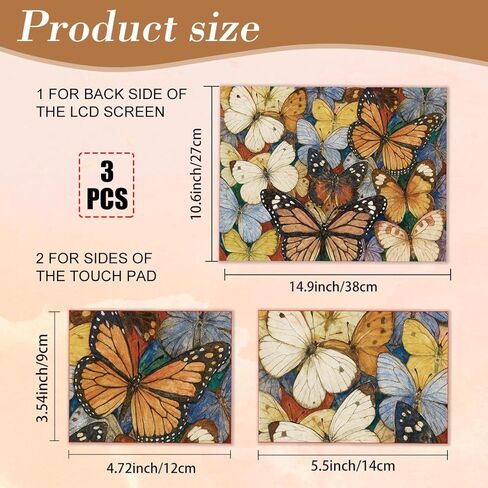 PLIGREAT Laptop Decal Sticker Skin Cover, Retro Butterfly Laptop Stickers Skins Decal Fits 12" 13" 13.3" 14" 15" Laptops Universal Waterproof Removable Notebook Art Protector in Saudi Arabia