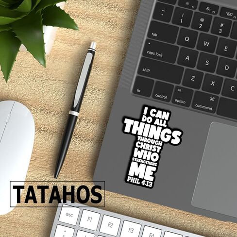 (3Pcs) Christian Cross Sticker – I Can Do All Things Through Christ Who Strengthens Me – Philippians 4:13 Vinyl Decal for Laptop, Water Bottle, Bible, Journal – Religious Gifts – Gifts Mother 3"x2.5" in Kuwait