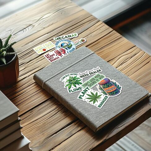 10pcs Weed Sticker Sheet, Weeds Pot Lovers Vinyl Decals for Stoners, and 420 Enthusiasts, Waterproof, UV-Resistant, for Laptop, Water Bottle, Journal, Notebook, Mirror in Kuwait