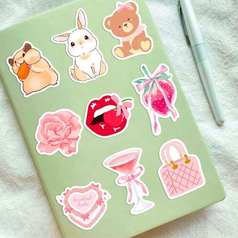 100 قطعة من ملصقات Coquette، حزمة ملصقات جمالية وردية، ملصقات لطيفة على شكل فيونكة للفتيات والنساء شارات فينيل مقاومة للماء لأجهزة الكمبيوتر المحمول وزجاجات المياه وقصاصات الكمبيوتر والهاتف والجيتار in Kuwait