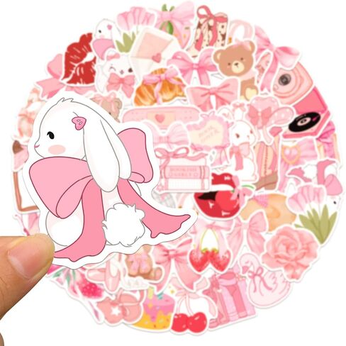 100 قطعة من ملصقات Coquette، حزمة ملصقات جمالية وردية، ملصقات لطيفة على شكل فيونكة للفتيات والنساء شارات فينيل مقاومة للماء لأجهزة الكمبيوتر المحمول وزجاجات المياه وقصاصات الكمبيوتر والهاتف والجيتار in Kuwait