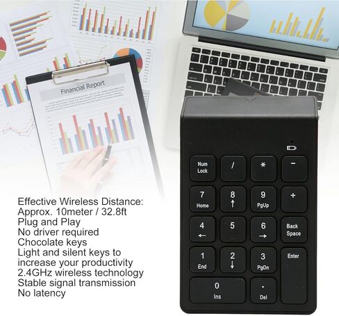 Bewinner Number Pads,Numpad18 and Silent Keys Numeric Keypad,Portable Number Keyboard,2.4 GHz Financial Accounting Number Numpad for Bank Accountant in Saudi Arabia