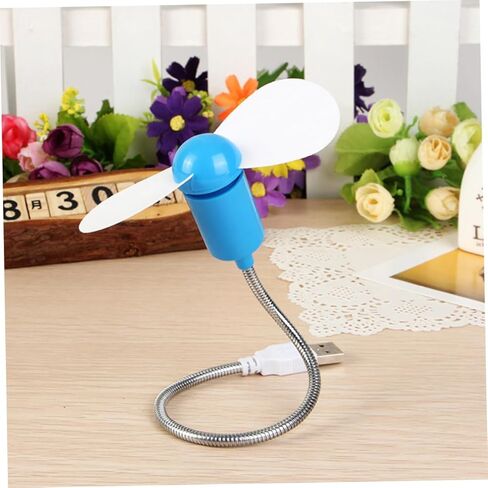 TEHAUX 5 قطع مراوح USB صغيرة مرنة الرقبة مراوح تبريد صامتة صغيرة للكمبيوتر المحمول والكمبيوتر المحمول، جهاز تبريد USB محمول للاستخدام المنزلي المكتبي (لون عشوائي) لون عشوائي in Kuwait