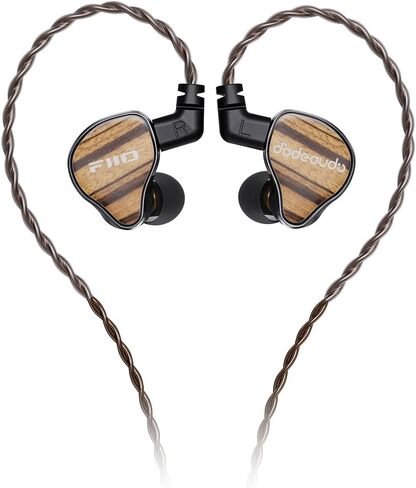 FiiO JH13 Hybrid HiFi IEMs - برامج تشغيل 1DD + 2BA، سماعات أذن لعشاق الصوت للمبتدئين مع لوحة أمامية خشبية وكابل ثنائي السنون 0.78 مم قابل للفصل (أسود شفاف) in Kuwait
