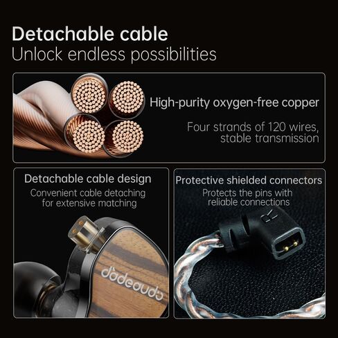 FiiO JH13 Hybrid HiFi IEMs - برامج تشغيل 1DD + 2BA، سماعات أذن لعشاق الصوت للمبتدئين مع لوحة أمامية خشبية وكابل ثنائي السنون 0.78 مم قابل للفصل (أسود شفاف) in Kuwait