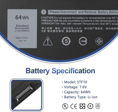 ANTIEE 5TF10 GHXKY Laptop Battery Replacement for Dell Precision 7730 7740 7530 7540 P34E Series Notebook P34E001 P34E002 P74F P74F001 P74F002 NYFJH RY3F9 0RY3F9 7M0T6 7.6V 64Wh 8000mAh in Saudi Arabia