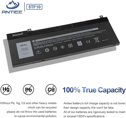 ANTIEE 5TF10 GHXKY Laptop Battery Replacement for Dell Precision 7730 7740 7530 7540 P34E Series Notebook P34E001 P34E002 P74F P74F001 P74F002 NYFJH RY3F9 0RY3F9 7M0T6 7.6V 64Wh 8000mAh in Saudi Arabia