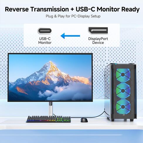 كابل Matters كابل USB-C ثنائي الاتجاه بسرعة 40 جيجابت في الثانية إلى DisplayPort 2.1 - 1.8 متر / 6 أقدام، DP40 (UHBR10)، 8K@120 هرتز / 4K@480 هرتز، كابل DisplayPort إلى USB C لأجهزة وضع DP Alt (لا يوجد توصيل طاقة) in Saudi Arabia