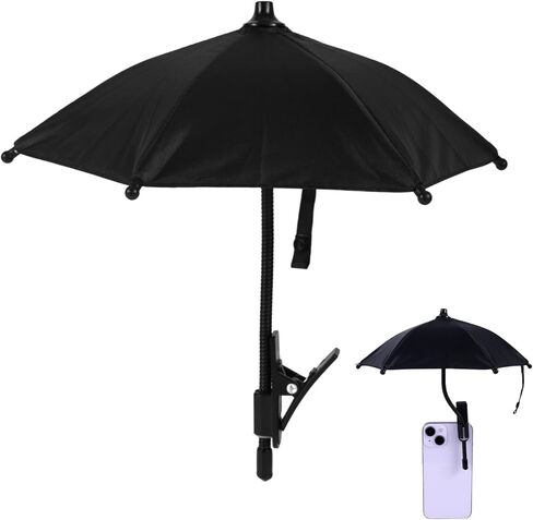 مشبك مظلة الهاتف الخليوي، قابل للتعديل مظلة الهاتف الخليوي الشمس الظل كليب غطاء الظل الصغير لحماية شاشة جهاز الهاتف المحمول من المطر الشمس (أسود) in Kuwait