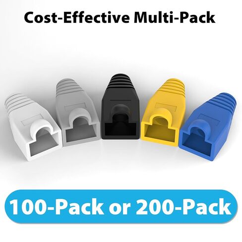 RJ45 Boots, Assorted Colors 100-Pack – Heavy Duty Ethernet Ends Cable RJ45 Strain Relief Boots for Cat6 Cat5e, Compact Fit, Easy Install, Professional Finish in Saudi Arabia