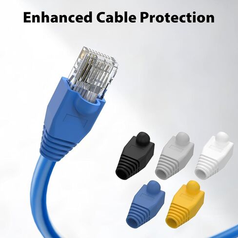RJ45 Boots, Assorted Colors 100-Pack – Heavy Duty Ethernet Ends Cable RJ45 Strain Relief Boots for Cat6 Cat5e, Compact Fit, Easy Install, Professional Finish in Saudi Arabia