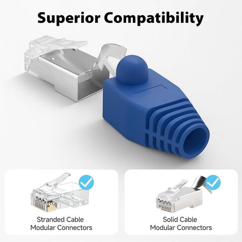 RJ45 Boots, Assorted Colors 100-Pack – Heavy Duty Ethernet Ends Cable RJ45 Strain Relief Boots for Cat6 Cat5e, Compact Fit, Easy Install, Professional Finish in Saudi Arabia
