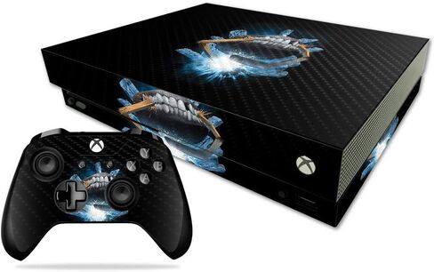 MightySkins Carbon Fiber Skin for Microsoft Xbox One X - Hockey Monster | Protective, Durable Textured Carbon Fiber Finish | Easy to Apply, Remove, and Change Styles | Made in The USA in Saudi Arabia