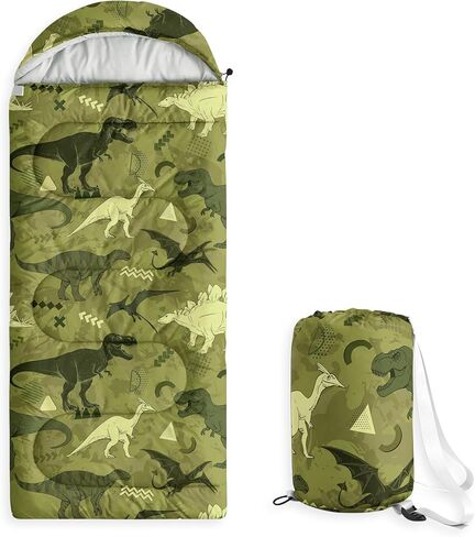 Wake In Cloud - Dinosaur Kids Sleeping Bag for Boys Toddlers, Camping in Warm Cold Weather, Backpacking Lightweight Compact Outdoor Liner for 3 Seasons Summer Spring Fall, Sketch Royal Blue in Saudi Arabia