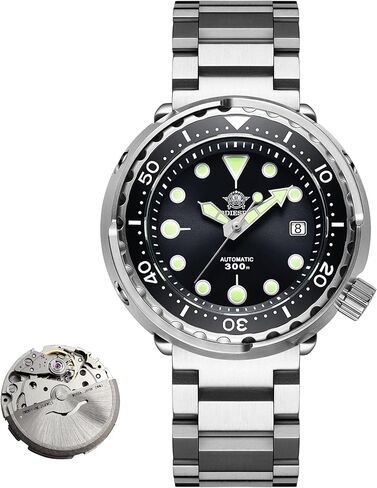ADDIESDIVE Scuba Mens Diving Watch Automatic Diver 300M 47.5MM Big Black Analog Luminescent Chromalight Dial in Kuwait