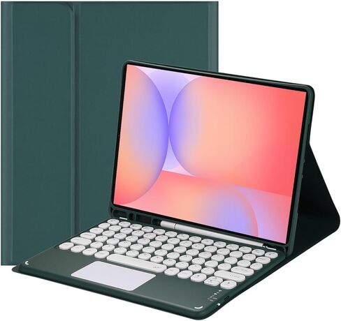 حافظة لوحة مفاتيح تعمل باللمس لجهاز Samsung Galaxy Tab S10 Lite/ S10 FE/ S9 FE 10.9 بوصة/Tab S9 11 بوصة، مع حامل أقلام - لوحة مفاتيح بلوتوث تعمل باللمس قابلة للفصل مغناطيسيًا (أخضر داكن) in Kuwait