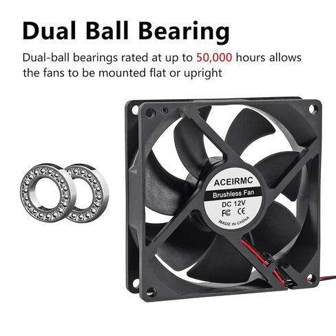 2pcs 9225 92mm x 25mm 12V DC Brushless Computer case Fan 12 Volt 2Pin Dual Ball for DIY Cooling Ventilation Exhaust Projects (Double Ball Bearing 12V 2pin) in Saudi Arabia