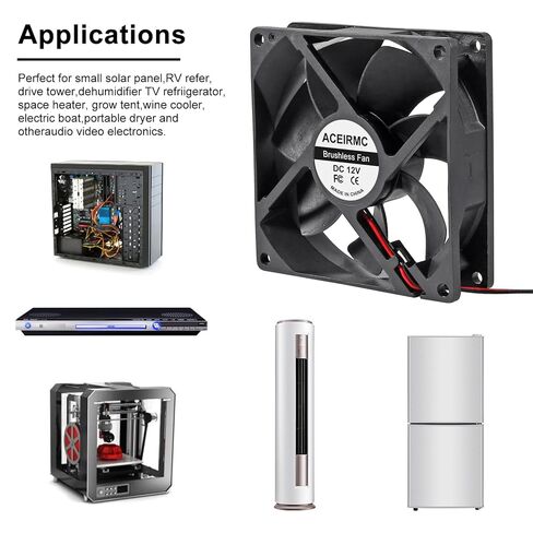 2pcs 9225 92mm x 25mm 12V DC Brushless Computer case Fan 12 Volt 2Pin Dual Ball for DIY Cooling Ventilation Exhaust Projects (Double Ball Bearing 12V 2pin) in Saudi Arabia