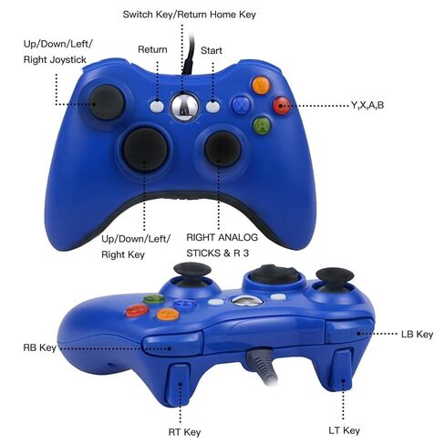 وحدة تحكم سلكية مطورة من Icelily لأجهزة Xbox 360 Slim ودعم ألعاب Microsoft PC Steam (أزرق) in Saudi Arabia