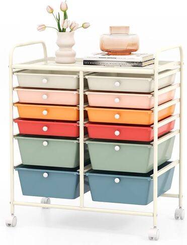 ARLIME 15-Drawer Storage Cart, 15 Drawer Trolley, Rolling Organizer Cart, Scrapbook Paper Organizer, Suitable for Office and School, Rolling Office Organizer Tools (Black) in Kuwait