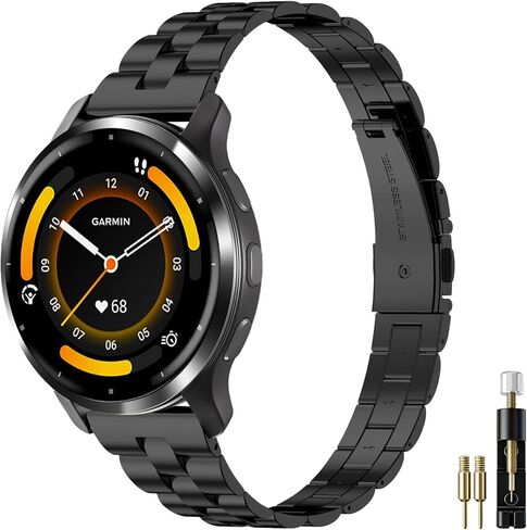 معدن نحيف 18 مم متوافق مع سوار ساعة Garmin Venu 4 41 مم/Venu 3S 41 مم/Vivoactive 4S/Vivomove 3S/Venu 2S/Forerunner 255S 265S، حزام سلسلة رفيع أنيق من الفولاذ المقاوم للصدأ للنساء والرجال in Kuwait