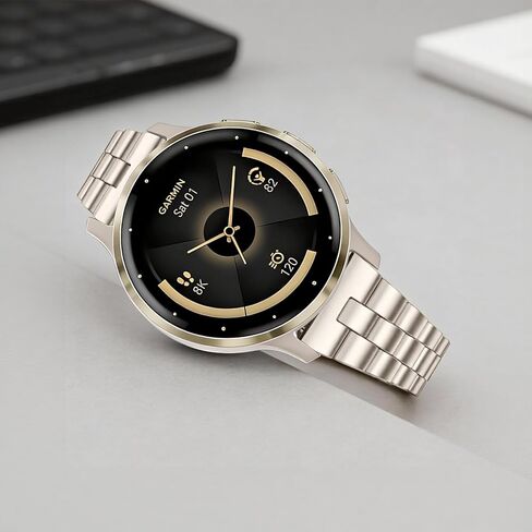 معدن نحيف 18 مم متوافق مع سوار ساعة Garmin Venu 4 41 مم/Venu 3S 41 مم/Vivoactive 4S/Vivomove 3S/Venu 2S/Forerunner 255S 265S، حزام سلسلة رفيع أنيق من الفولاذ المقاوم للصدأ للنساء والرجال in Kuwait