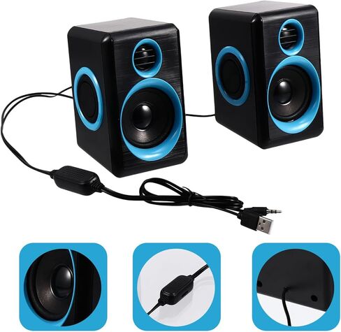 سماعات كمبيوتر مكتبي صغيرة USB 2.0 لأجهزة الكمبيوتر المحمول والكمبيوتر الشخصي، صندوق صوت مدمج للوسائط المتعددة مع طاقة تيار مستمر 5 فولت، ملحقات صوتية محمولة للمكتب المنزلي in Kuwait