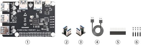USB 3.2 Gen1 HUB HAT+ لـ Raspberry Pi، لوحة توسيع USB 3.0 ذات 4 منافذ مع مصدر طاقة من النوع C، EEPROM على اللوحة، محول USB Hub للتوصيل والتشغيل متوافق مع أجهزة USB 2.0/1.1 in Kuwait