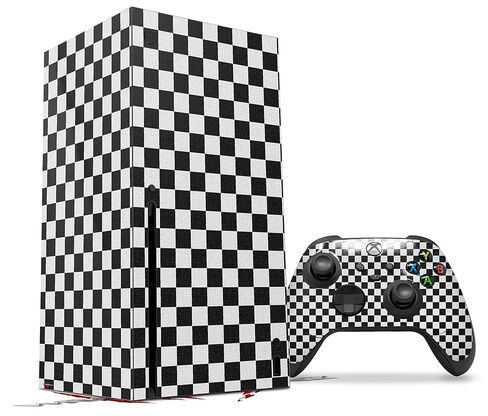 WraptorSkinz Skin Decal Vinyl Wrap compatible with the XBOX Series X Console and Controller - Checkered Canvas Black and White (GAMING CONSOLE NOT INCLUDED) in Kuwait