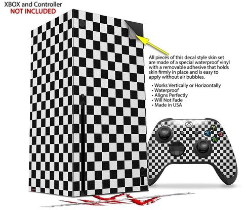 WraptorSkinz Skin Decal Vinyl Wrap compatible with the XBOX Series X Console and Controller - Checkered Canvas Black and White (GAMING CONSOLE NOT INCLUDED) in Kuwait