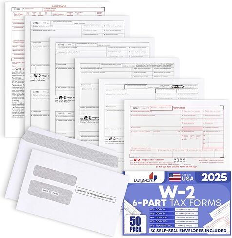 W2 Forms 2022 6-Part Kit Tax Forms for 25 Employees and W-3 Transmittal for QuickBooks and Accounting Software, 2022 W2 Forms in Saudi Arabia